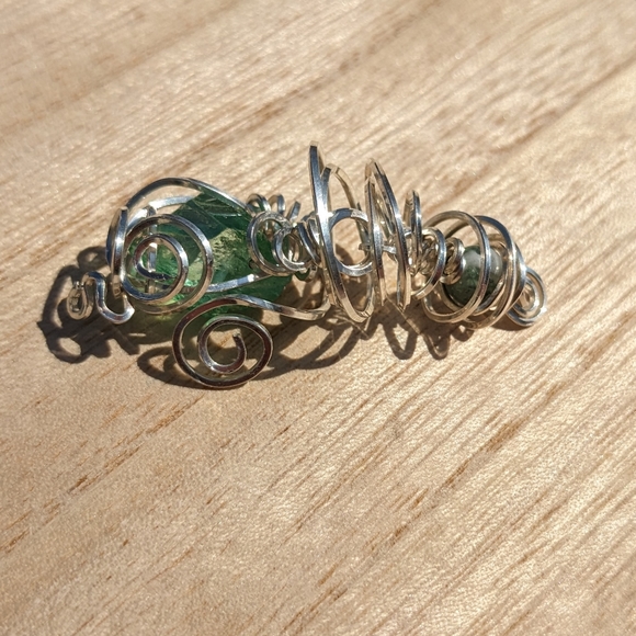 .925 Sterling Silver Pendant Mint Luster Crystal Quartz Stone Artisan Spiral - Picture 9 of 16